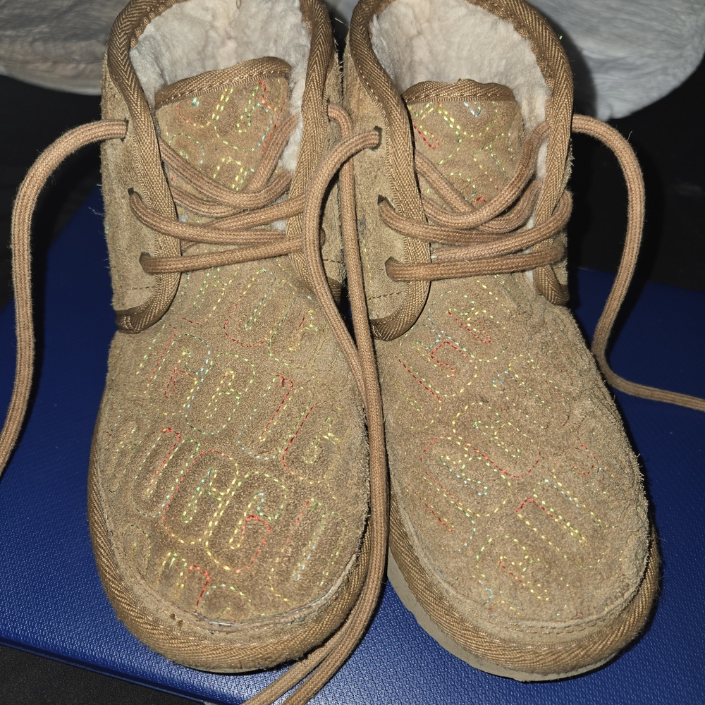 UGG Kids Tan Boots with Glitter Design